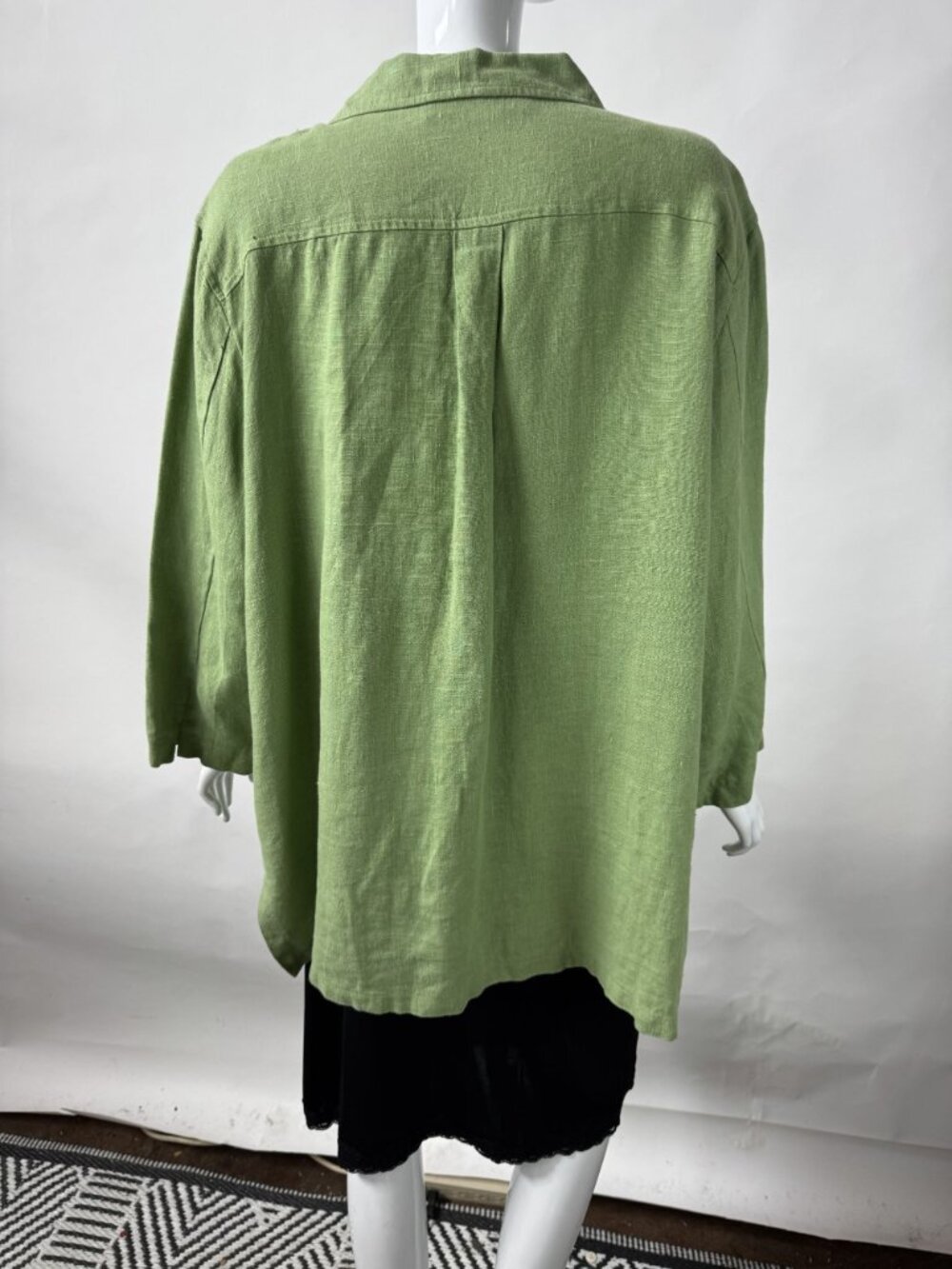 Harvé Benard Womens Plus Size 22W Green 100% Linen Button-Down Shirt Made In Ukr - Picture 16 of 16